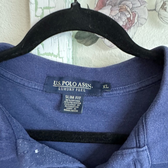 U.S. Polo Assn. Navy Polo with White Collar Piping - Picture 3 of 4